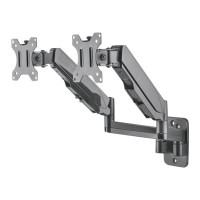 Produktbild för Manhattan TV & Monitor Mount, Wall, Full Motion (Gas Spring), 2 screens, Screen Sizes: 17-32", Black, Dual Screen, VESA 75x75 to 100x100mm, Max 8kg (each), Tilt & Swivel with 3 Pivots, Lifetime Warranty konsol - för 2 LCD-bildskärmar