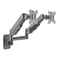 Produktbild för Manhattan TV & Monitor Mount, Wall, Full Motion (Gas Spring), 2 screens, Screen Sizes: 17-32", Black, Dual Screen, VESA 75x75 to 100x100mm, Max 8kg (each), Tilt & Swivel with 3 Pivots, Lifetime Warranty konsol - för 2 LCD-bildskärmar