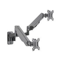 Produktbild för Manhattan TV & Monitor Mount, Wall, Full Motion (Gas Spring), 2 screens, Screen Sizes: 17-32", Black, Dual Screen, VESA 75x75 to 100x100mm, Max 8kg (each), Tilt & Swivel with 3 Pivots, Lifetime Warranty konsol - för 2 LCD-bildskärmar