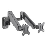 Produktbild för Manhattan TV & Monitor Mount, Wall, Full Motion (Gas Spring), 2 screens, Screen Sizes: 17-32", Black, Dual Screen, VESA 75x75 to 100x100mm, Max 8kg (each), Tilt & Swivel with 3 Pivots, Lifetime Warranty konsol - för 2 LCD-bildskärmar