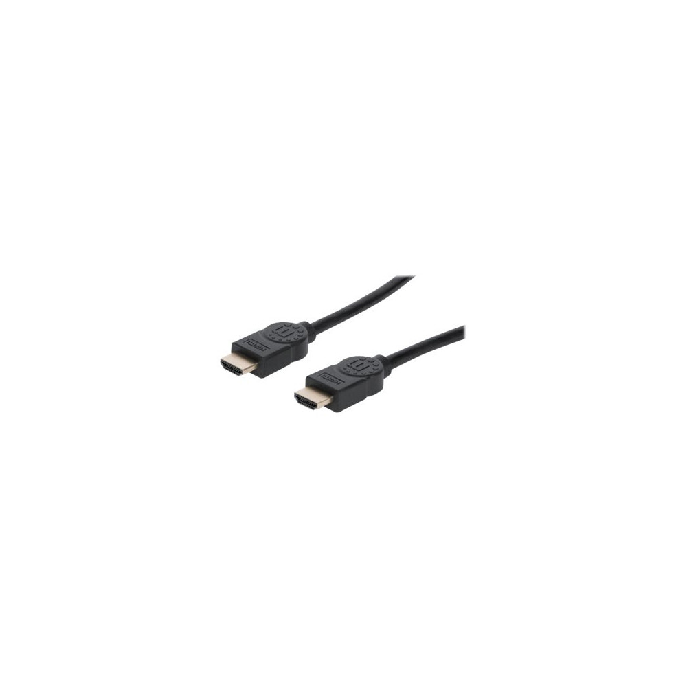 Produktbild för Manhattan HDMI Cable with Ethernet, 4K@60Hz (Premium High Speed), 3m, Male to Male, Black, Ultra HD 4k x 2k, Fully Shielded, Gold Plated Contacts, Lifetime Warranty, Polybag - HDMI-kabel med Ethernet - 3 m