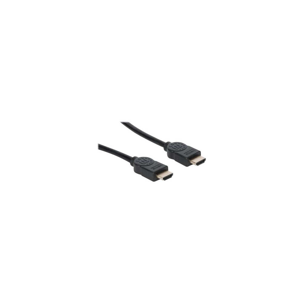 Produktbild för Manhattan HDMI Cable with Ethernet, 4K@60Hz (Premium High Speed), 3m, Male to Male, Black, Ultra HD 4k x 2k, Fully Shielded, Gold Plated Contacts, Lifetime Warranty, Polybag - HDMI-kabel med Ethernet - 3 m