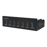 Produktbild för LogiLink USB 3.0 hub, 7-port 5.25" internal, with fast charging port - hubb - 7 portar