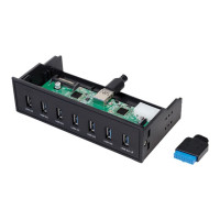 Produktbild för LogiLink USB 3.0 hub, 7-port 5.25" internal, with fast charging port - hubb - 7 portar