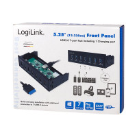Produktbild för LogiLink USB 3.0 hub, 7-port 5.25" internal, with fast charging port - hubb - 7 portar