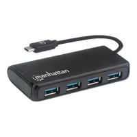 Produktbild för Manhattan USB-C Dock/Hub, Ports (4): USB-A (x4), 5 Gbps (USB 3.2 Gen1 aka USB 3.0), External Power Supply Not Needed, SuperSpeed USB, Black, Three Year Warranty, Retail Box - hubb - 4 portar
