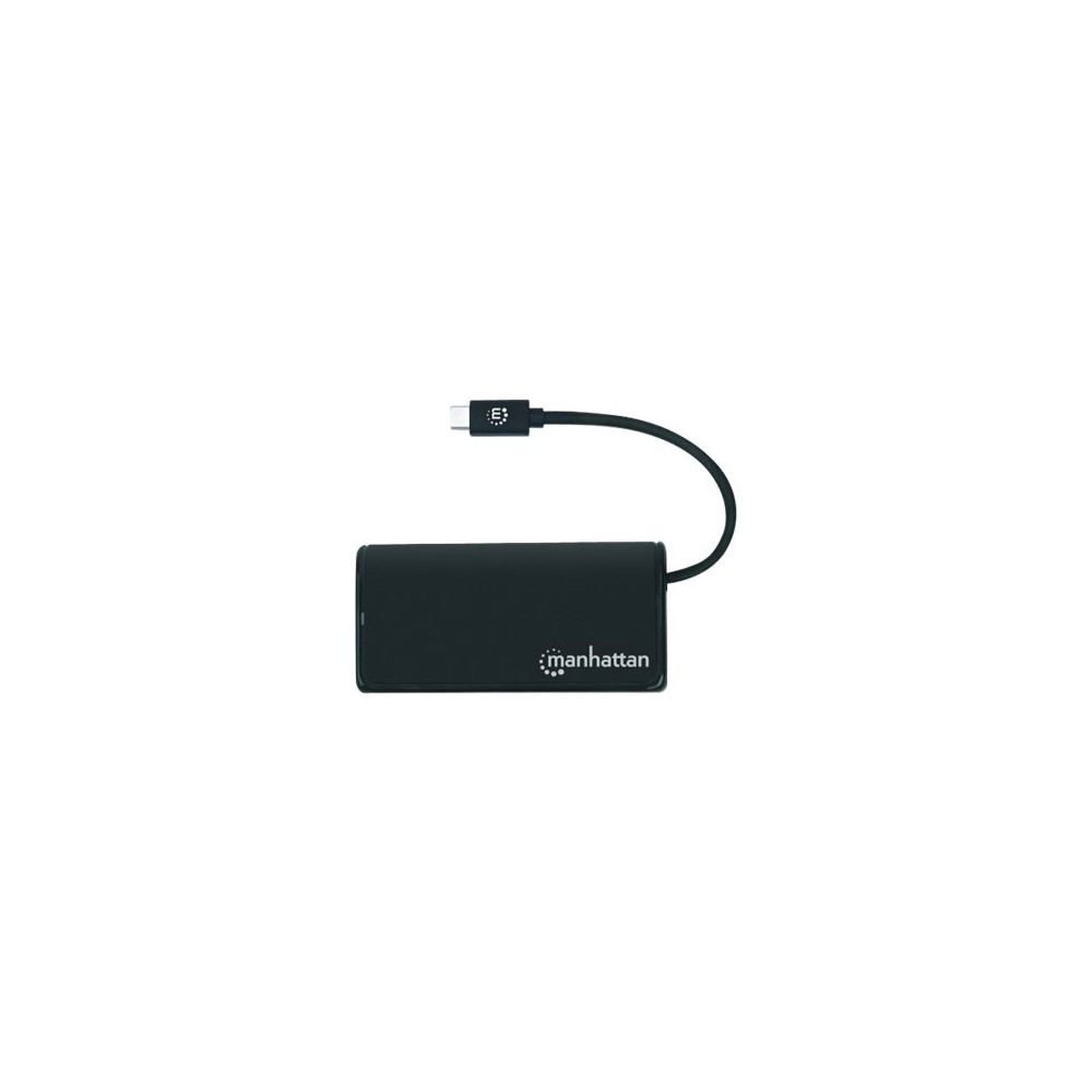 Produktbild för Manhattan USB-C Dock/Hub, Ports (4): USB-A (x4), 5 Gbps (USB 3.2 Gen1 aka USB 3.0), External Power Supply Not Needed, SuperSpeed USB, Black, Three Year Warranty, Retail Box - hubb - 4 portar