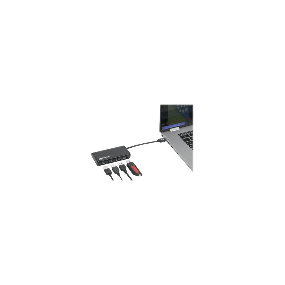 Produktbild för Manhattan USB-C Dock/Hub, Ports (4): USB-A (x4), 5 Gbps (USB 3.2 Gen1 aka USB 3.0), External Power Supply Not Needed, SuperSpeed USB, Black, Three Year Warranty, Retail Box - hubb - 4 portar