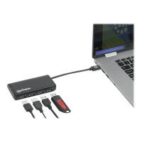 Produktbild för Manhattan USB-C Dock/Hub, Ports (4): USB-A (x4), 5 Gbps (USB 3.2 Gen1 aka USB 3.0), External Power Supply Not Needed, SuperSpeed USB, Black, Three Year Warranty, Retail Box - hubb - 4 portar