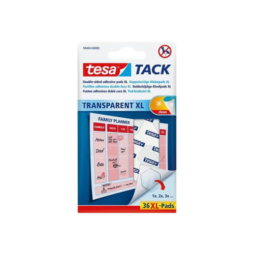 Beiersdorf Tesa TACK XL - monteringsbindemedel - hexagon - transparent (paket om 36)