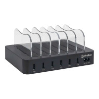 Produktbild för Manhattan Charging Station, 6x USB-A Ports, Outputs: 6x 2.4A, Smart IC, LED Indicator Lights, Black, Three Year Warranty, Box laddningsstation - USB - 50 watt
