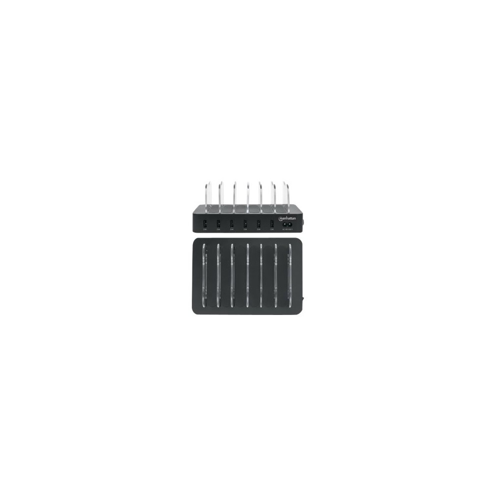 Produktbild för Manhattan Charging Station, 6x USB-A Ports, Outputs: 6x 2.4A, Smart IC, LED Indicator Lights, Black, Three Year Warranty, Box laddningsstation - USB - 50 watt