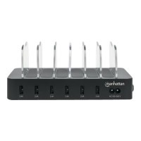 Produktbild för Manhattan Charging Station, 6x USB-A Ports, Outputs: 6x 2.4A, Smart IC, LED Indicator Lights, Black, Three Year Warranty, Box laddningsstation - USB - 50 watt