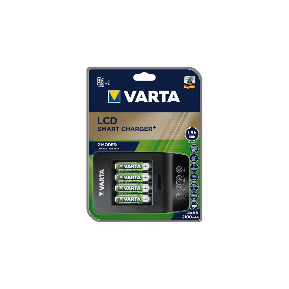 Produktbild för Varta LCD SMART CHARGER+ batteriladdare - 4 x AA-typ - NiMH - USB