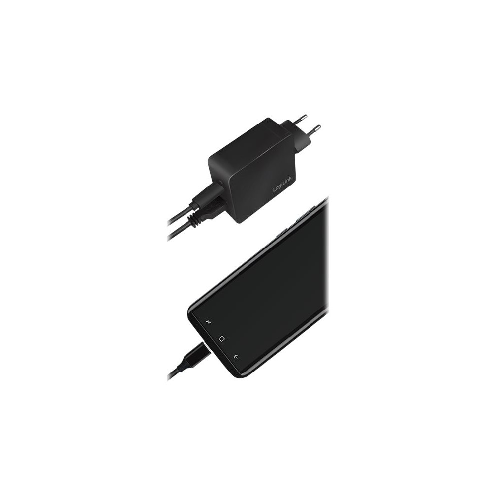 Produktbild för LogiLink USB wall charger strömadapter - USB, USB-C - 18 Watt