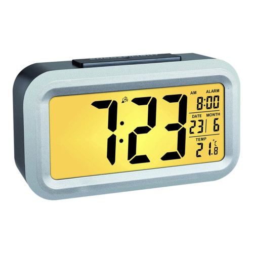 TFA Dostmann TFA LUMIO PLUS - väckarklocka - rektangulär - elektronisk - skrivbord - Black silver