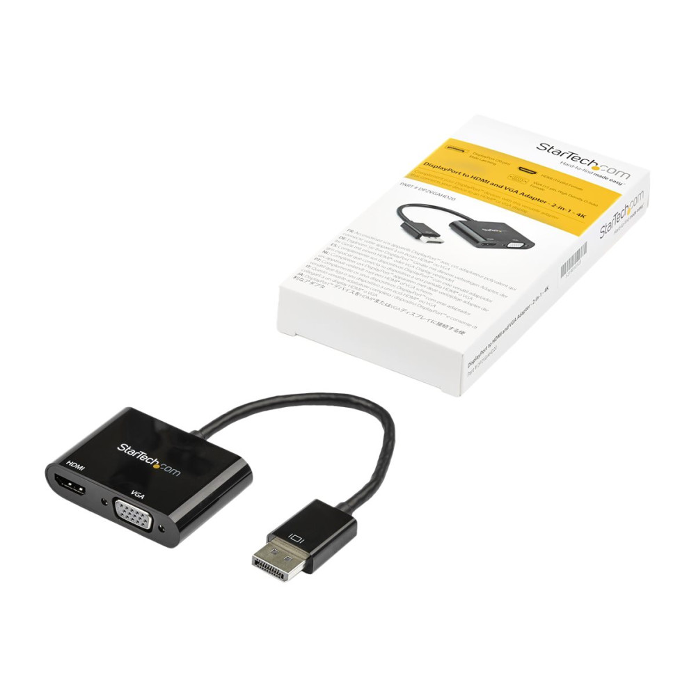 Produktbild för Startech DisplayPort till HDMI VGA-adapter - 4K 60 Hz - videokort - DisplayPort / HDMI / VGA - 23.2 cm