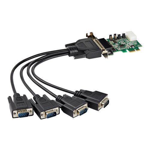StarTech.com Startech 4-portars PCI Express RS232-seriellt adapterkort - PCIe RS232-seriellt värdstyrenhetskort - PCIe till seriell DB9 - 16950 UART - Expansionskort med låg profil - Windows/Linux - seriell adapter - PCI Express x1 - RS-232 x 4