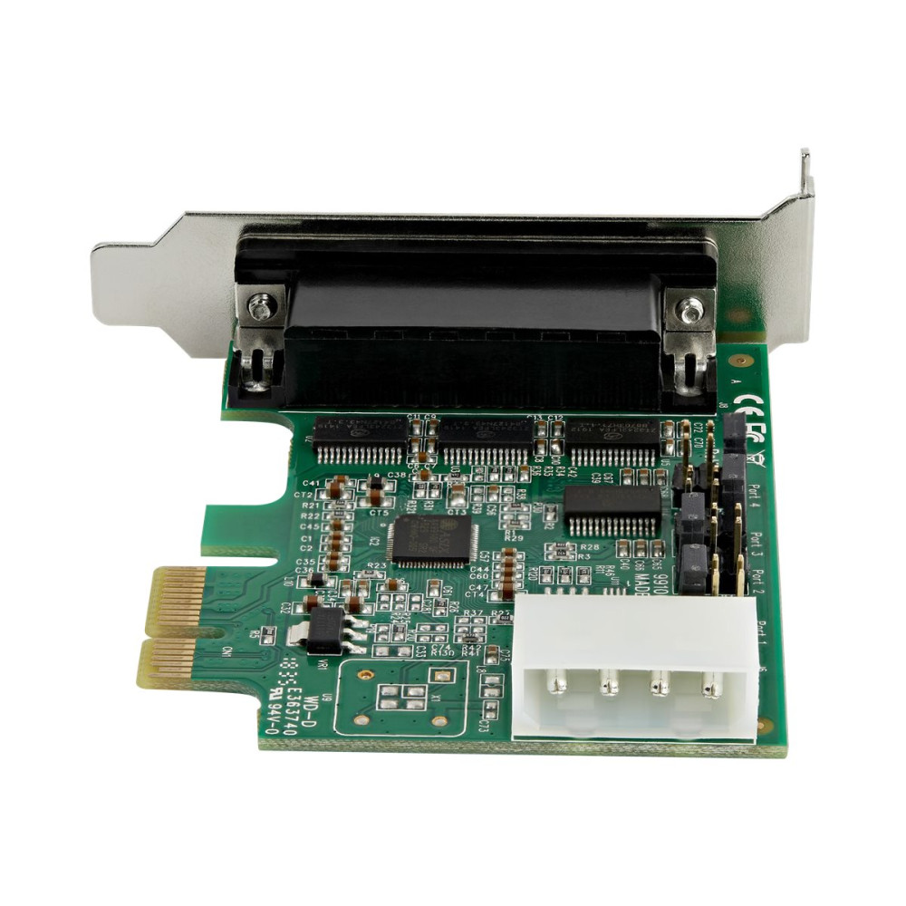 Produktbild för Startech 4-portars PCI Express RS232-seriellt adapterkort - PCIe RS232-seriellt värdstyrenhetskort - PCIe till seriell DB9 - 16950 UART - Expansionskort med låg profil - Windows/Linux - seriell adapter - PCI Express x1 - RS-232 x 4