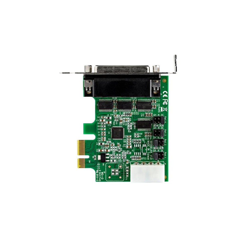 Produktbild för Startech 4-portars PCI Express RS232-seriellt adapterkort - PCIe RS232-seriellt värdstyrenhetskort - PCIe till seriell DB9 - 16950 UART - Expansionskort med låg profil - Windows/Linux - seriell adapter - PCI Express x1 - RS-232 x 4