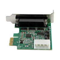 Produktbild för Startech 4-portars PCI Express RS232-seriellt adapterkort - PCIe RS232-seriellt värdstyrenhetskort - PCIe till seriell DB9 - 16950 UART - Expansionskort med låg profil - Windows/Linux - seriell adapter - PCI Express x1 - RS-232 x 4