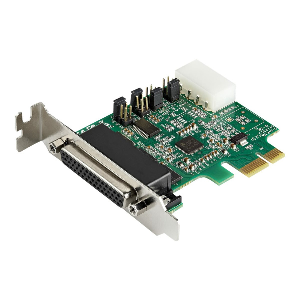 Produktbild för Startech 4-portars PCI Express RS232-seriellt adapterkort - PCIe RS232-seriellt värdstyrenhetskort - PCIe till seriell DB9 - 16950 UART - Expansionskort med låg profil - Windows/Linux - seriell adapter - PCI Express x1 - RS-232 x 4