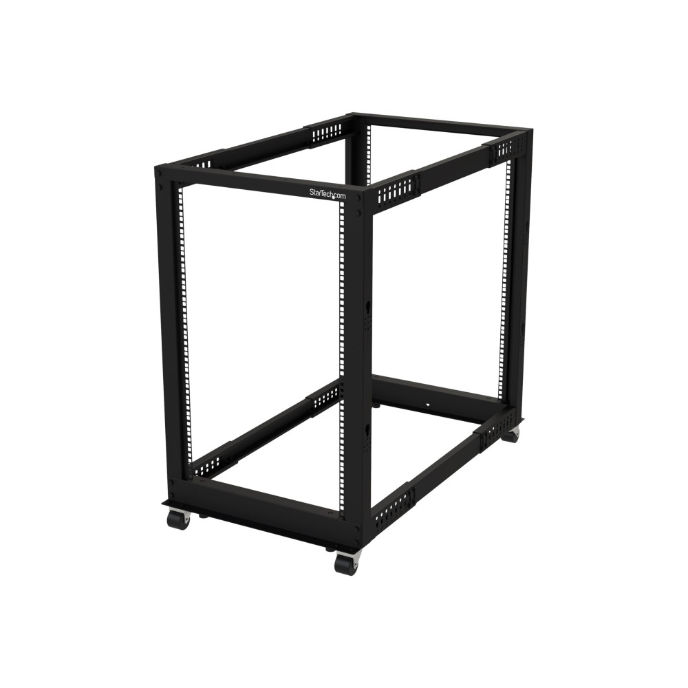Produktbild för StarTech.com 18U 19-tums Open Frame Server-rack - 4 efter justerbar djup 23-41-tums mobil - kostnadsfritt, fristående Rack för rullande nätverk/datorutrustning - Dell PowerEdge HP ProLiant ThinkServer (4POSTRACK18U) - rack - 18U