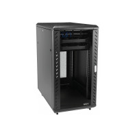 Produktbild för StarTech.com 18U 19" Server Rack Cabinet, 4 Post Adjustable Depth (6-32")Locking Knock Down Network/Computer Equipment Enclosure, Mobile with Glass Door & Casters, HP ProLiant ThinkServer - Data Rack Enclosure (RK1836BKF) - rack - 18U