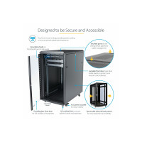 Produktbild för StarTech.com 18U 19" Server Rack Cabinet, 4 Post Adjustable Depth (6-32")Locking Knock Down Network/Computer Equipment Enclosure, Mobile with Glass Door & Casters, HP ProLiant ThinkServer - Data Rack Enclosure (RK1836BKF) - rack - 18U
