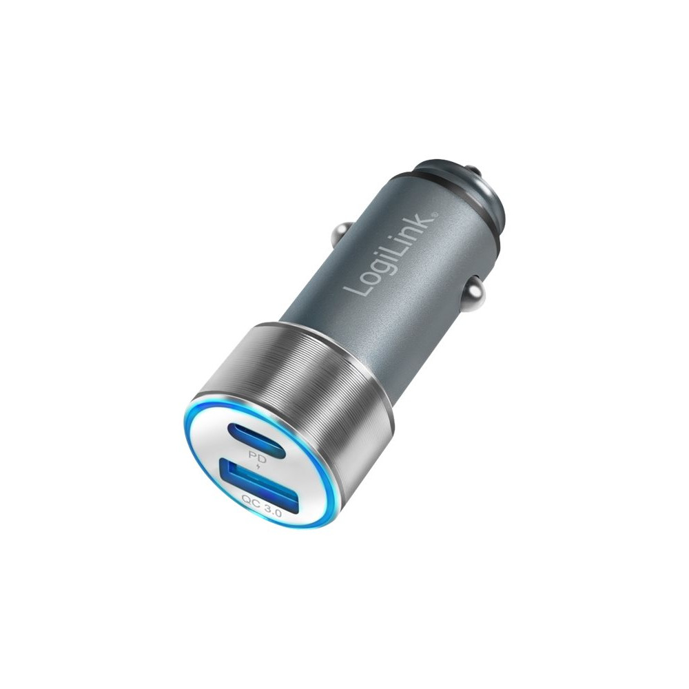 Produktbild för LogiLink strömadapter för bil - USB, USB-C - 36 Watt