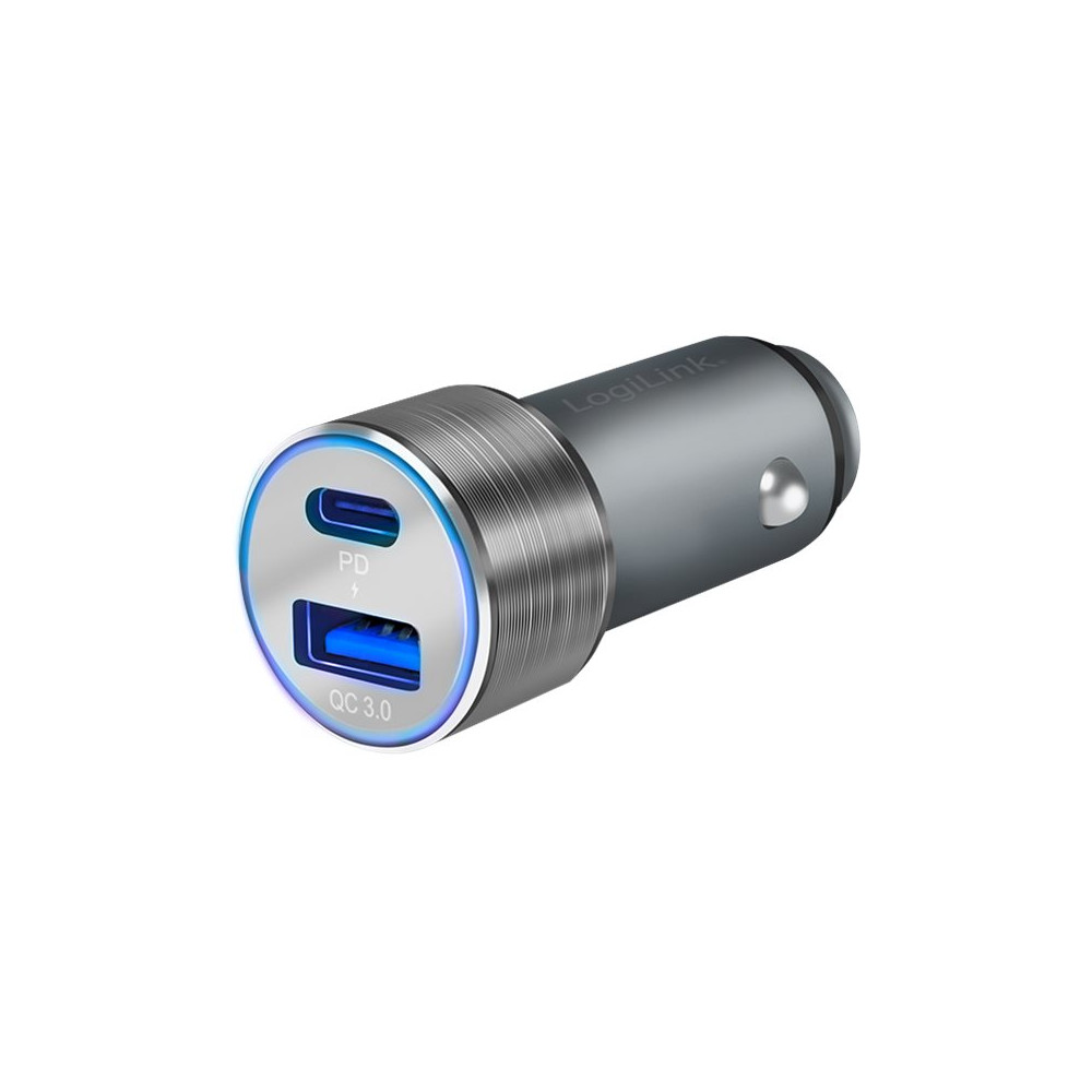 Produktbild för LogiLink strömadapter för bil - USB, USB-C - 36 Watt