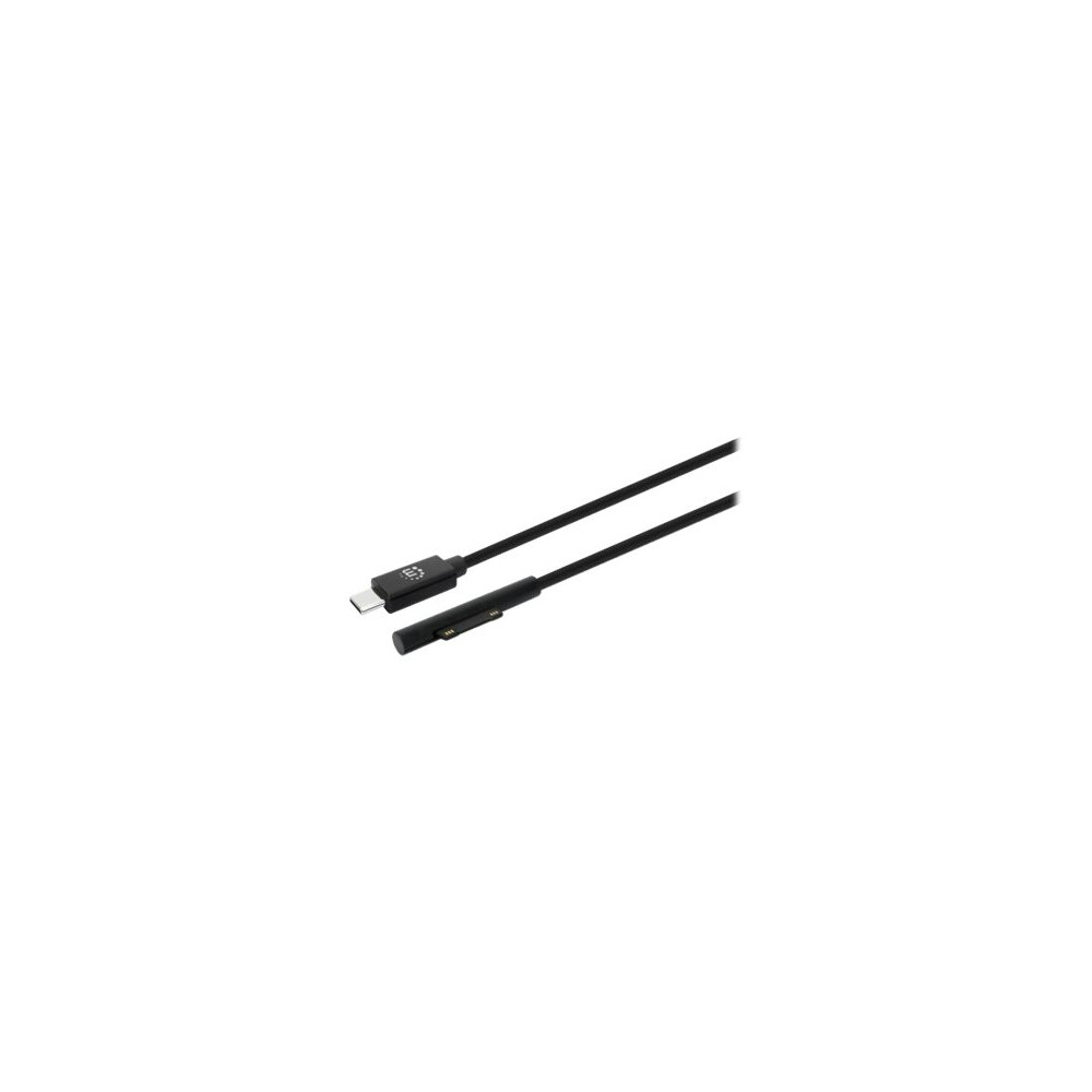 Produktbild för Manhattan USB-C to Surface Connect Cable, 1.8m, Male to Male. 15V/3A, Black, Lifetime Warranty, Polybag - USB typ C-kabel - USB-C till Surface Connect - 1.8 m