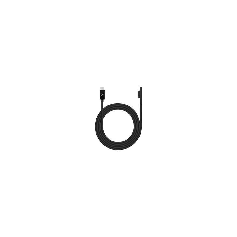 Produktbild för Manhattan USB-C to Surface Connect Cable, 1.8m, Male to Male. 15V/3A, Black, Lifetime Warranty, Polybag - USB typ C-kabel - USB-C till Surface Connect - 1.8 m