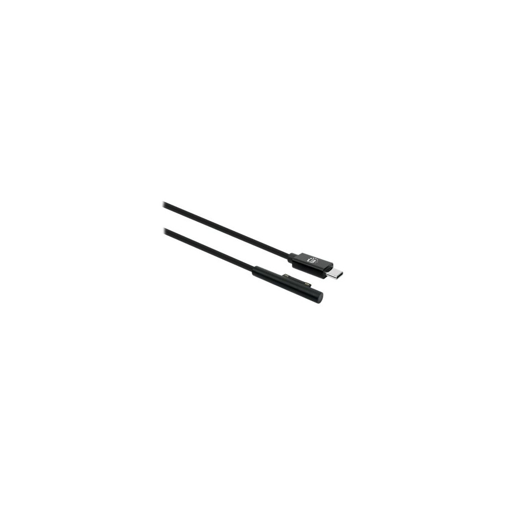 Produktbild för Manhattan USB-C to Surface Connect Cable, 1.8m, Male to Male. 15V/3A, Black, Lifetime Warranty, Polybag - USB typ C-kabel - USB-C till Surface Connect - 1.8 m