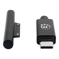 Produktbild för Manhattan USB-C to Surface Connect Cable, 1.8m, Male to Male. 15V/3A, Black, Lifetime Warranty, Polybag - USB typ C-kabel - USB-C till Surface Connect - 1.8 m