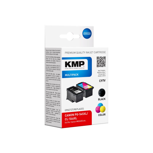 KMP KMP MULTIPACK C97V - 2-pack - Lång livslängd - svart, färg (cyan, magenta, gul) - kompatibel - bläckpatron (alternativ för: Canon 8286B001, Canon 8288B001, Canon CL-546XL, Canon PG-545XL)