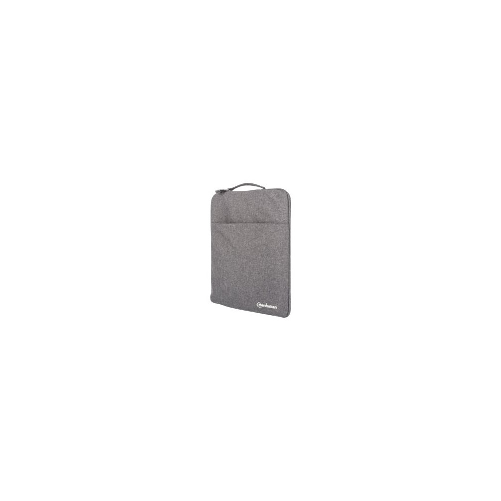 Produktbild för Manhattan Seattle Laptop Sleeve 15.6", Grey, Padded, Extra Soft Internal Cushioning, Main Compartment with double zips, Zippered Front Pocket, Carry Loop, Water Resistant and Durable, Notebook Slipcase, Three Year Warranty - fodral för bärbar dator