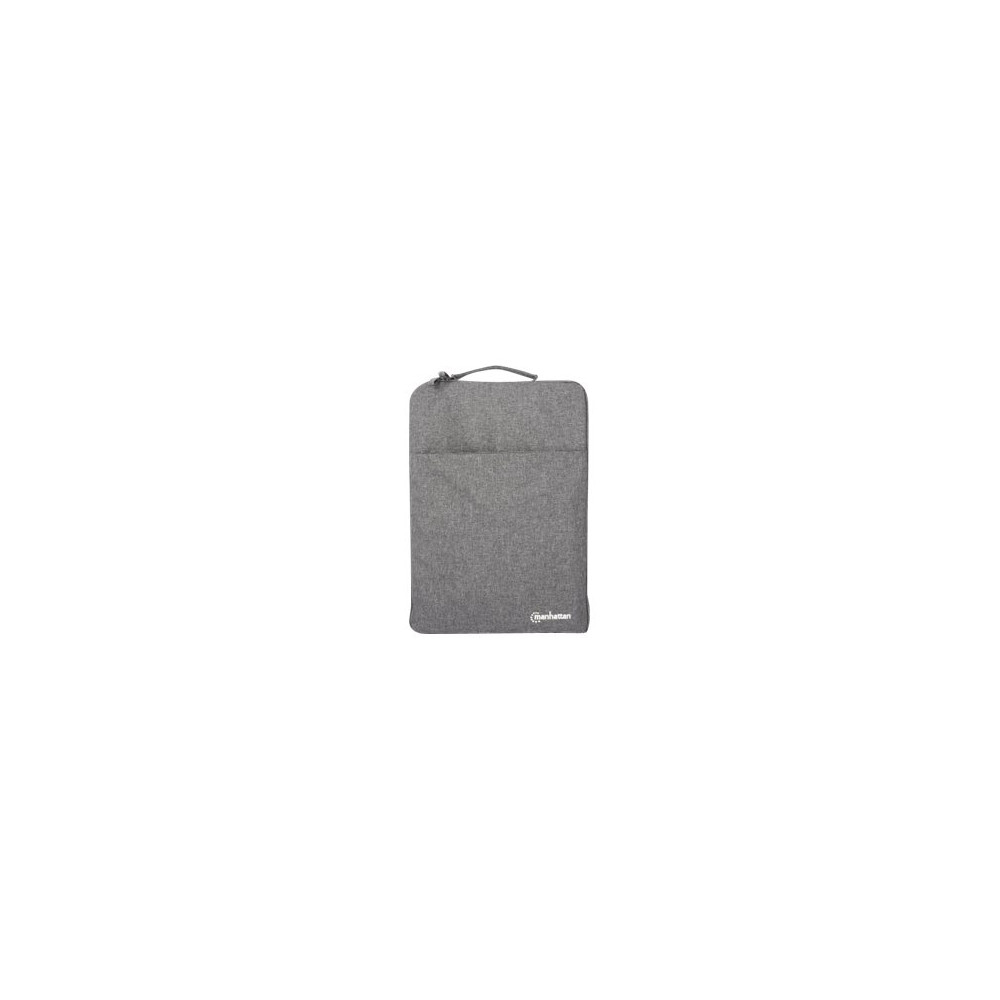Produktbild för Manhattan Seattle Laptop Sleeve 15.6", Grey, Padded, Extra Soft Internal Cushioning, Main Compartment with double zips, Zippered Front Pocket, Carry Loop, Water Resistant and Durable, Notebook Slipcase, Three Year Warranty - fodral för bärbar dator