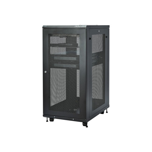 StarTech.com StarTech.com 19-tums 24U-serverskåp - 4 stolpar - Nätverksutrustningsrack med justerbart djup (5 till 76 cm) och hjul/kabelhantering/hylla/1U-hylla/låsluckor - rack - 24U