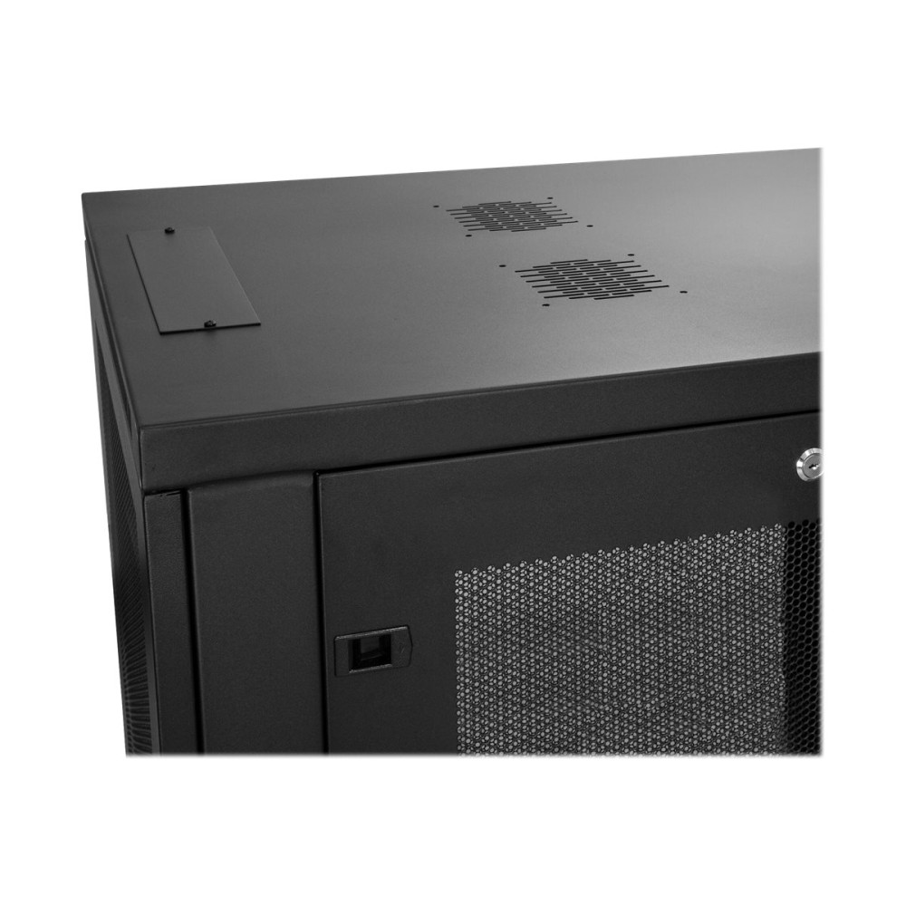 Produktbild för StarTech.com 19-tums 24U-serverskåp - 4 stolpar - Nätverksutrustningsrack med justerbart djup (5 till 76 cm) och hjul/kabelhantering/hylla/1U-hylla/låsluckor - rack - 24U
