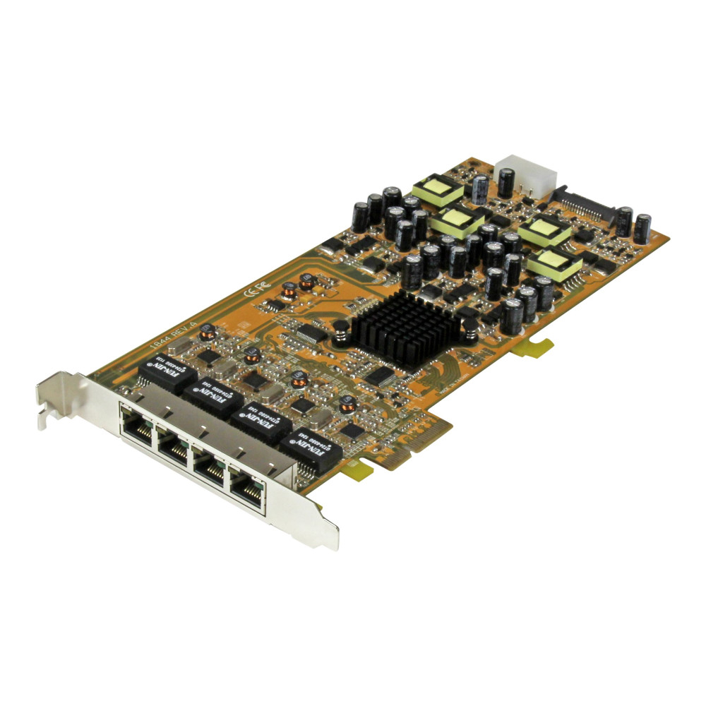 Produktbild för StarTech.com Gigabit Power over Ethernet PCIe-nätverkskort med 4 portar - PSE/PoE PCI Express-nätverkskort - nätverksadapter - PCIe x4 - Gigabit Ethernet x 4