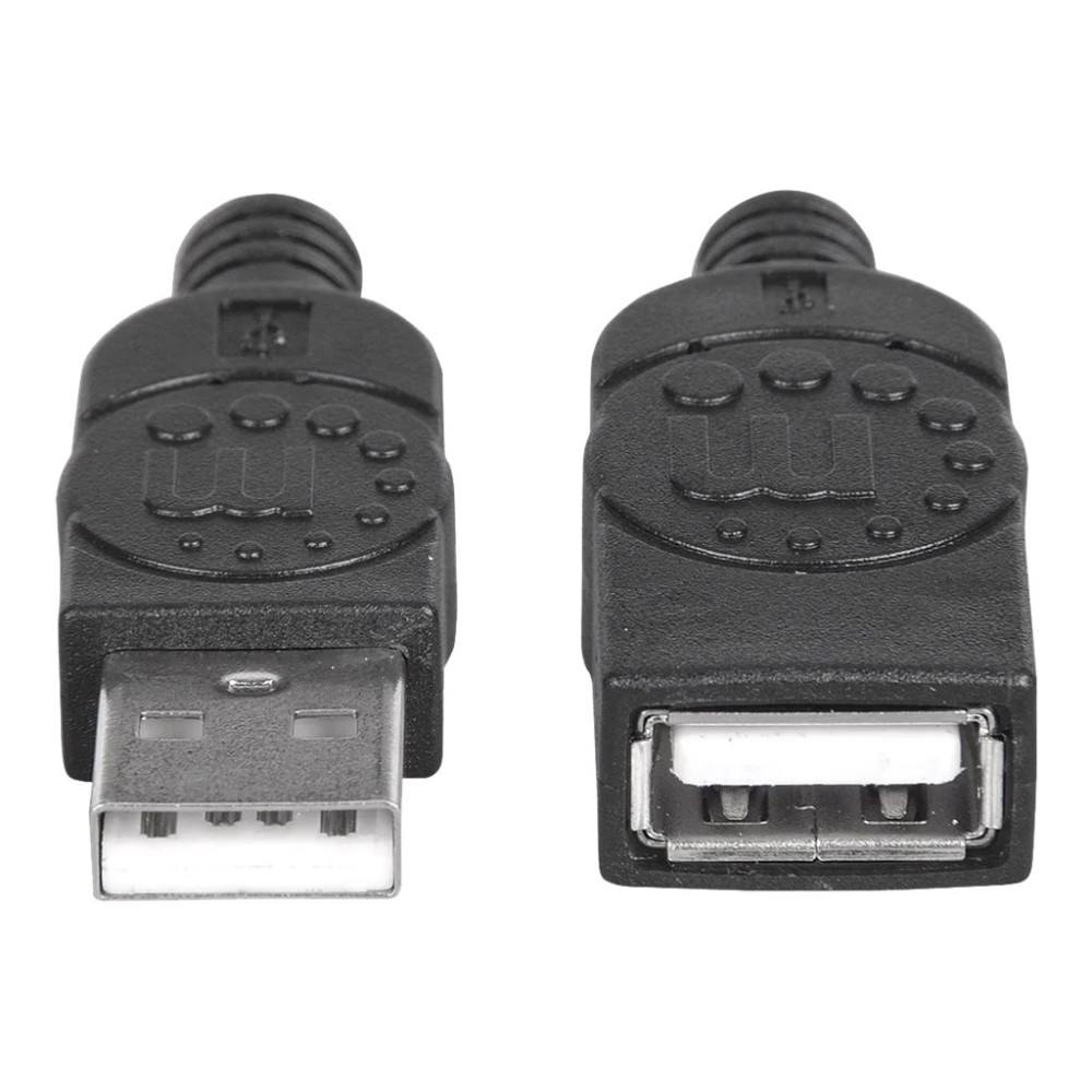 Produktbild för Manhattan USB-A to USB-A Extension Cable, 1m, Male to Female, 480 Mbps (USB 2.0), Hi-Speed USB, Black, Lifetime Warranty, Polybag - USB-förlängningskabel - USB till USB - 1 m