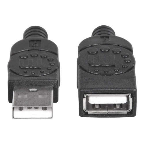 Manhattan Manhattan USB-A to USB-A Extension Cable, 1m, Male to Female, 480 Mbps (USB 2.0), Hi-Speed USB, Black, Lifetime Warranty, Polybag - USB-förlängningskabel - USB till USB - 1 m