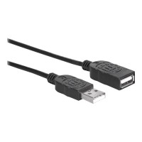Produktbild för Manhattan USB-A to USB-A Extension Cable, 1m, Male to Female, 480 Mbps (USB 2.0), Hi-Speed USB, Black, Lifetime Warranty, Polybag - USB-förlängningskabel - USB till USB - 1 m