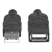 Produktbild för Manhattan USB-A to USB-A Extension Cable, 1m, Male to Female, 480 Mbps (USB 2.0), Hi-Speed USB, Black, Lifetime Warranty, Polybag - USB-förlängningskabel - USB till USB - 1 m