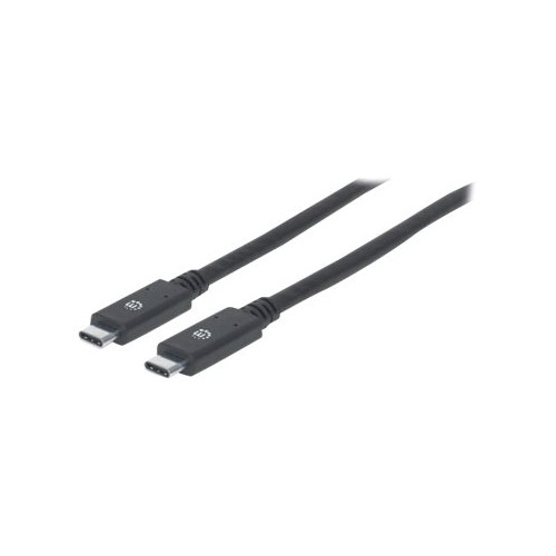 Manhattan Manhattan USB-C to USB-C Cable, 2m, Male to Male, Black, 5 Gbps (USB 3.2 Gen1 aka USB 3.0), 3A (fast charging), SuperSpeed USB, Lifetime Warranty, Polybag - USB typ C-kabel - USB-C till USB-C - 2 m