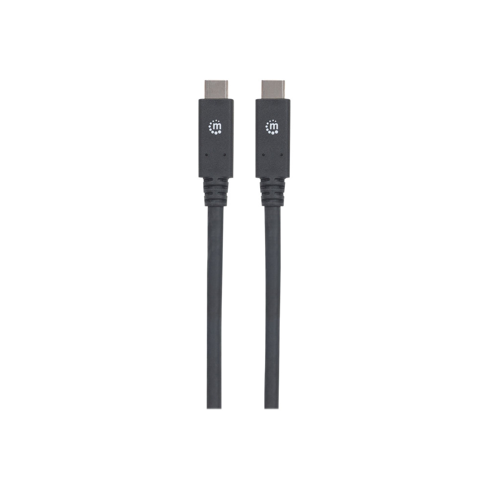 Produktbild för Manhattan USB-C to USB-C Cable, 2m, Male to Male, Black, 5 Gbps (USB 3.2 Gen1 aka USB 3.0), 3A (fast charging), SuperSpeed USB, Lifetime Warranty, Polybag - USB typ C-kabel - USB-C till USB-C - 2 m