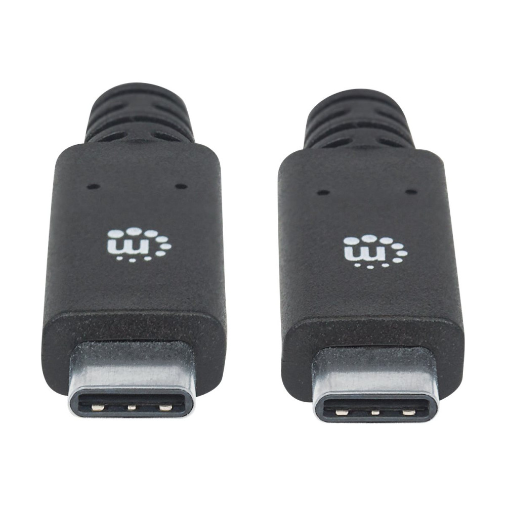 Produktbild för Manhattan USB-C to USB-C Cable, 2m, Male to Male, Black, 5 Gbps (USB 3.2 Gen1 aka USB 3.0), 3A (fast charging), SuperSpeed USB, Lifetime Warranty, Polybag - USB typ C-kabel - USB-C till USB-C - 2 m