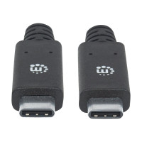 Produktbild för Manhattan USB-C to USB-C Cable, 2m, Male to Male, Black, 5 Gbps (USB 3.2 Gen1 aka USB 3.0), 3A (fast charging), SuperSpeed USB, Lifetime Warranty, Polybag - USB typ C-kabel - USB-C till USB-C - 2 m