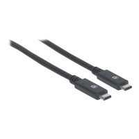 Produktbild för Manhattan USB-C to USB-C Cable, 2m, Male to Male, Black, 5 Gbps (USB 3.2 Gen1 aka USB 3.0), 3A (fast charging), SuperSpeed USB, Lifetime Warranty, Polybag - USB typ C-kabel - USB-C till USB-C - 2 m